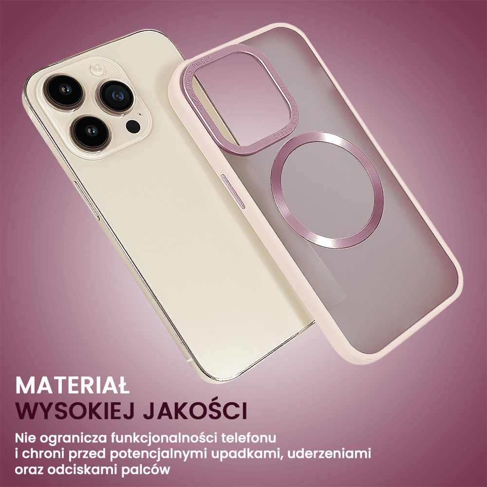 Etui do iPhone 14 Pro Elegant Mix z MagSafe, twardy matowy tył, różowe