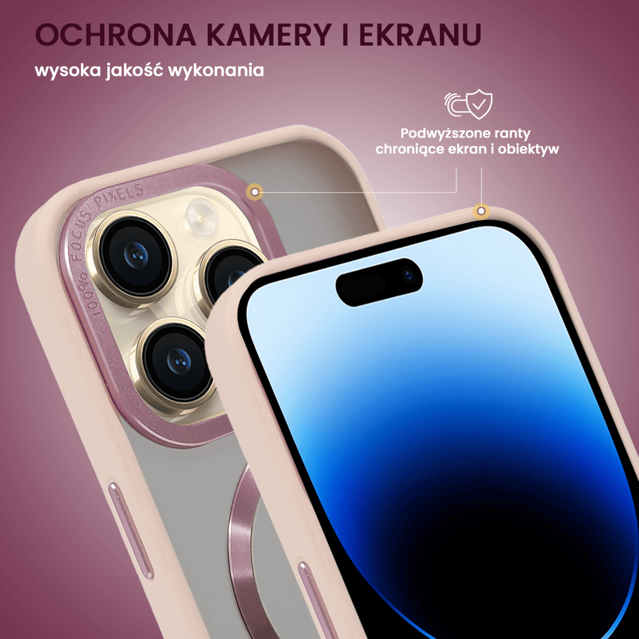 Etui do iPhone 14 Pro Elegant Mix z MagSafe, twardy matowy tył, różowe