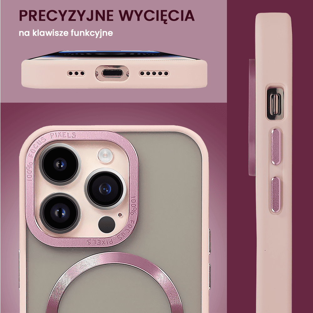 Etui do iPhone 14 Pro Elegant Mix z MagSafe, twardy matowy tył, różowe