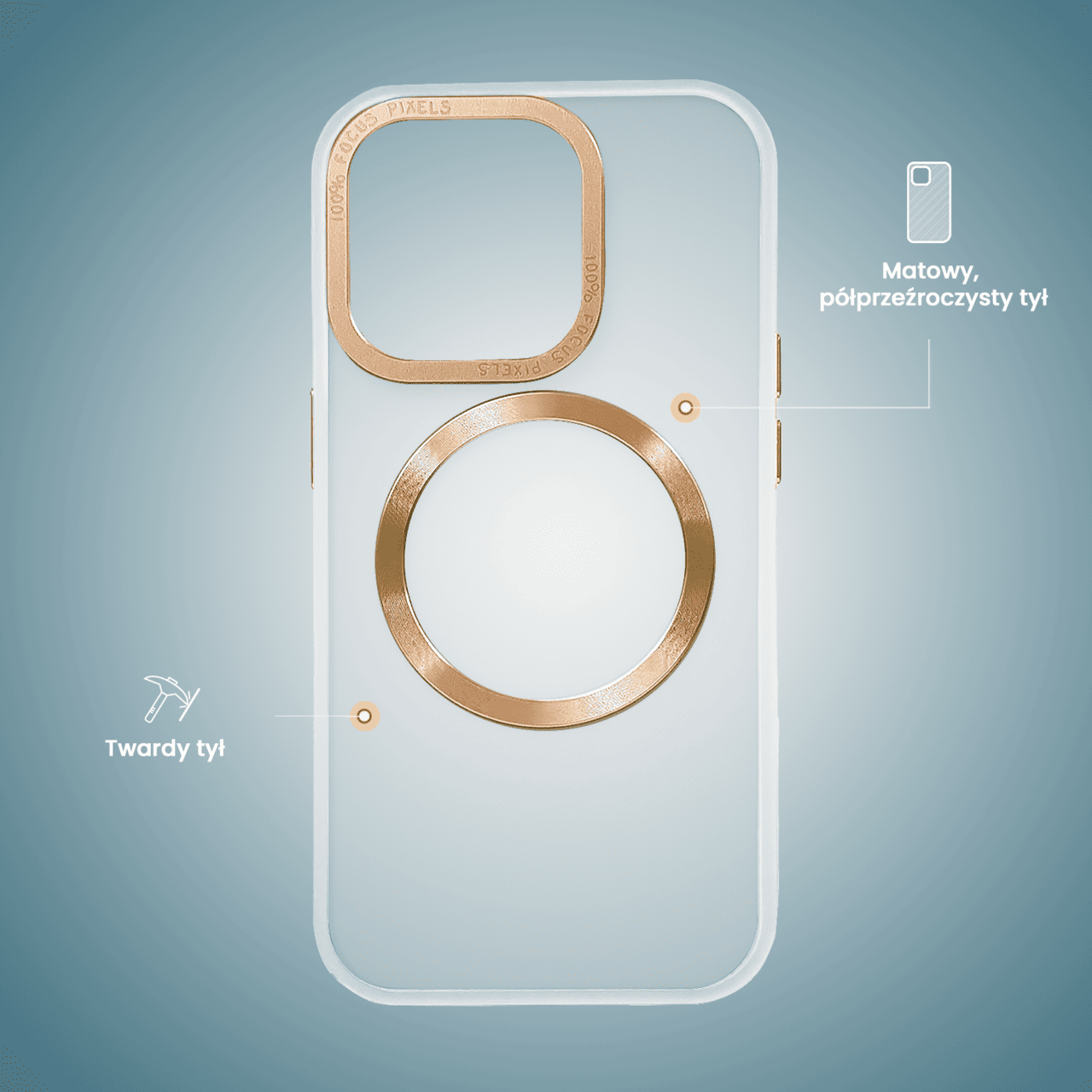 Etui do iPhone 14 Pro Max Gold Crown Protective Matte z MagSafe, półprzeźroczyste matowe, złote