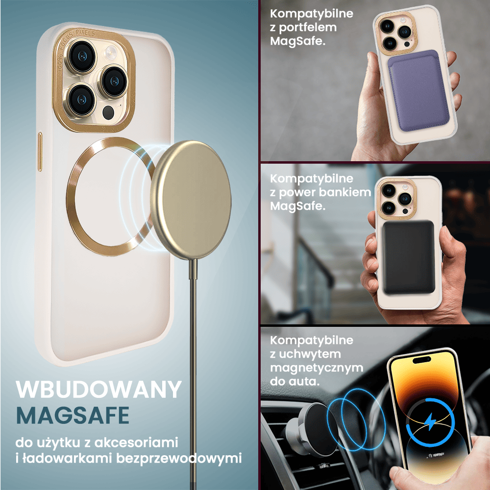 Etui do iPhone 14 Pro Max Gold Crown Protective Matte z MagSafe, półprzeźroczyste matowe, złote