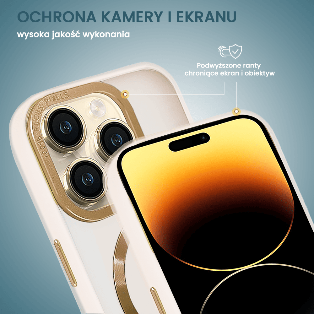 Etui do iPhone 14 Pro Max Gold Crown Protective Matte z MagSafe, półprzeźroczyste matowe, złote