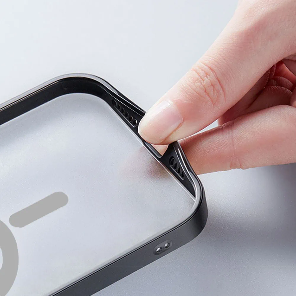 Etui do iPhone 14 Pro Cam Stand MagSafe z podstawką, twarde, matowe półprzeźroczyste, czarne