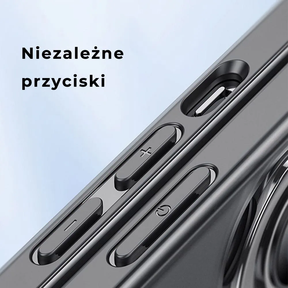 Etui do iPhone 14 Pro Cam Stand MagSafe z podstawką, twarde, matowe półprzeźroczyste, czarne