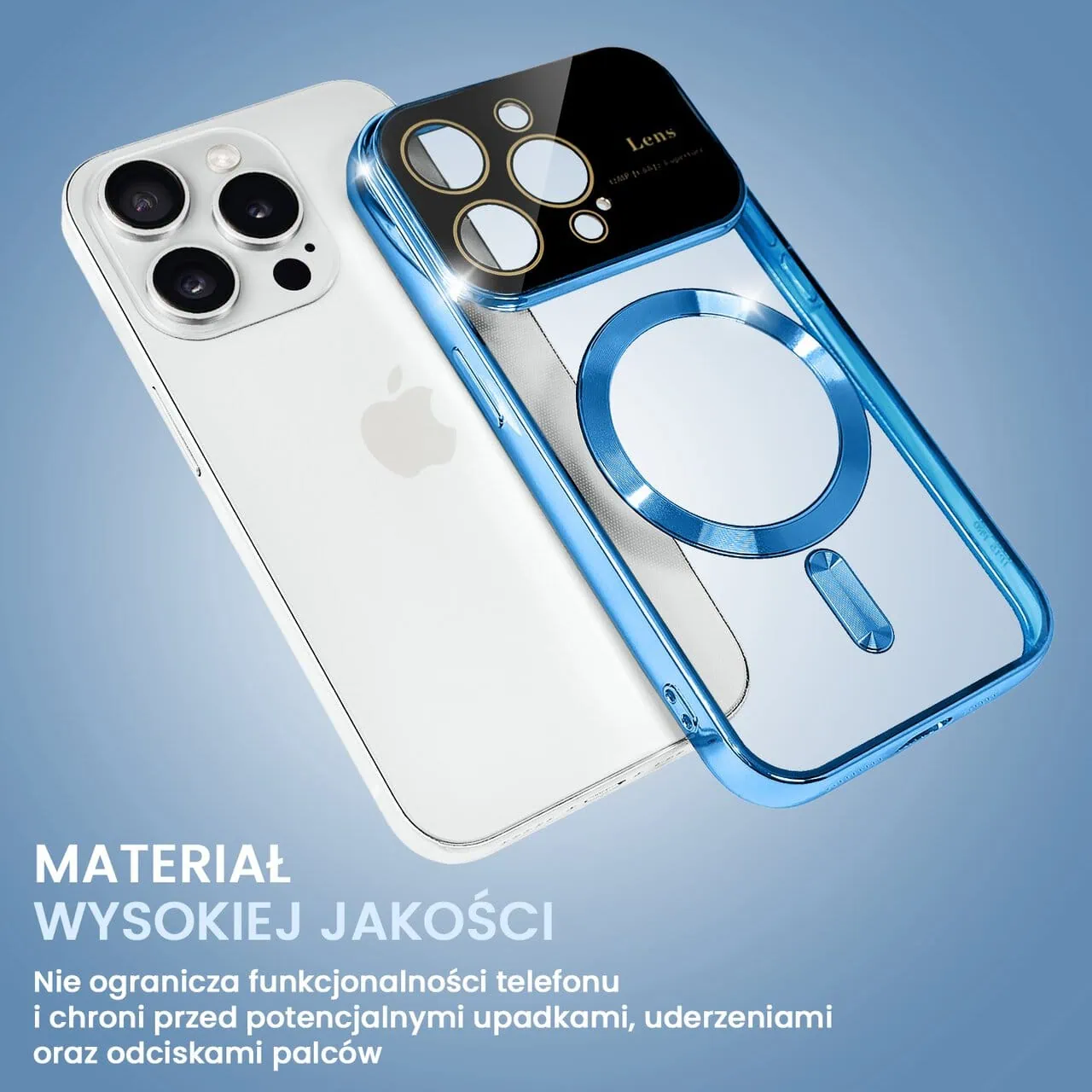 Etui do iPhone 14 Pro Max Camera Beam Magsafe, niebieskie