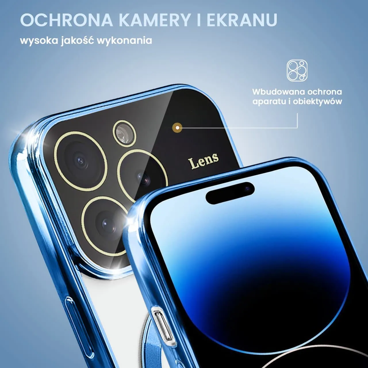 Etui do iPhone 14 Pro Max Camera Beam Magsafe, niebieskie