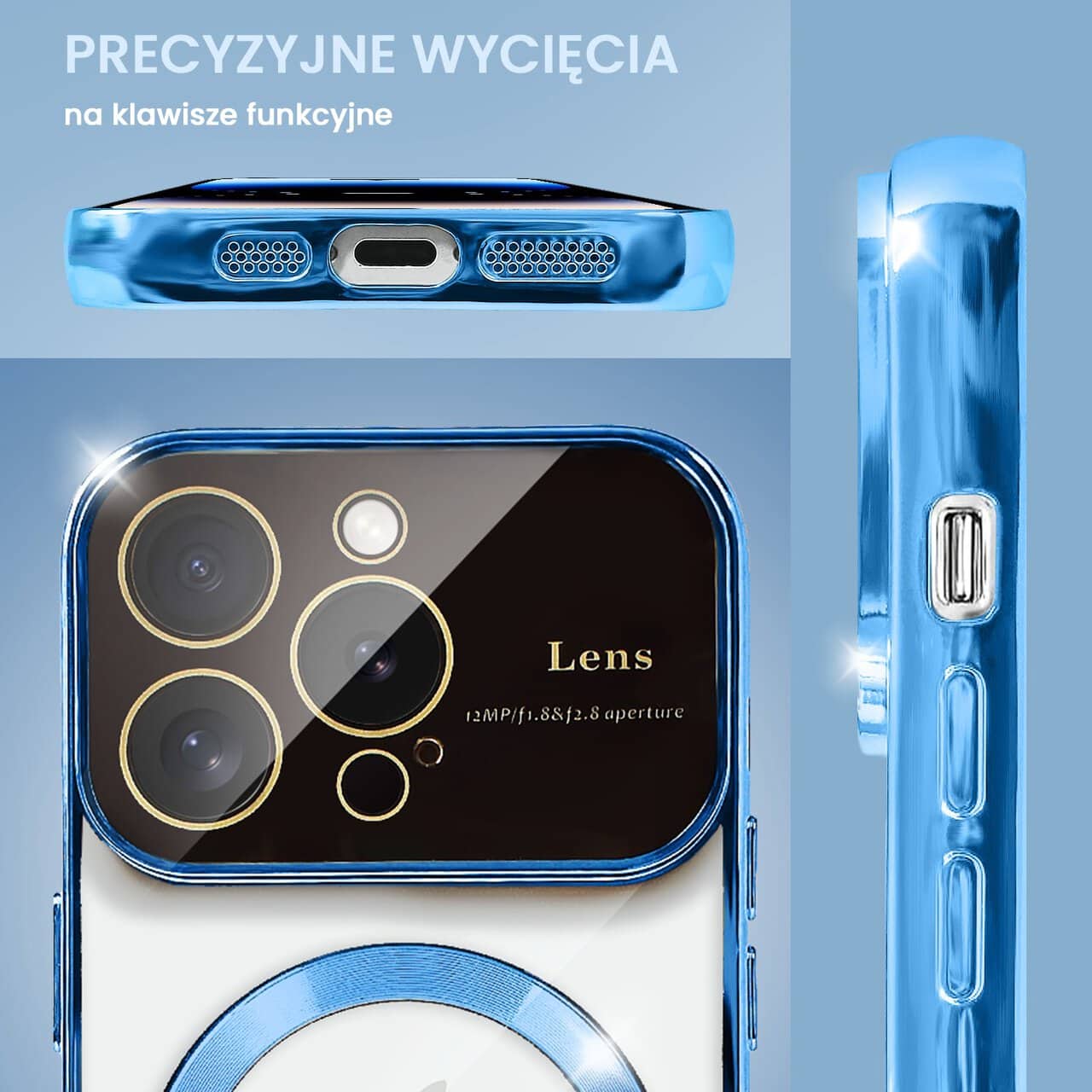 Etui do iPhone 14 Pro Max Camera Beam Magsafe, niebieskie