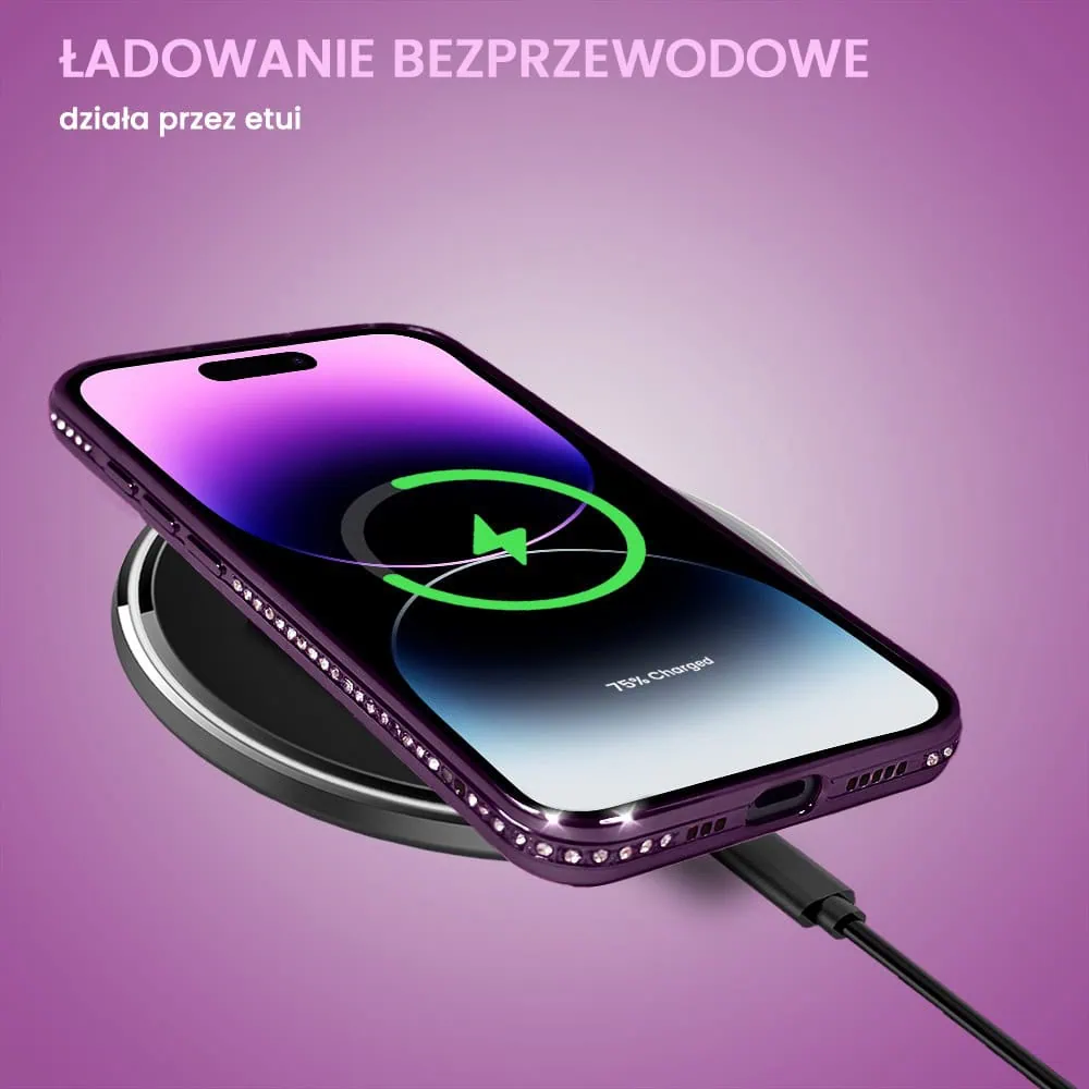 Etui do iPhone 14 Pro Max Diadem Glow, błyszczące z MagSafe, przeźroczyste, purpurowe (OUTLET)