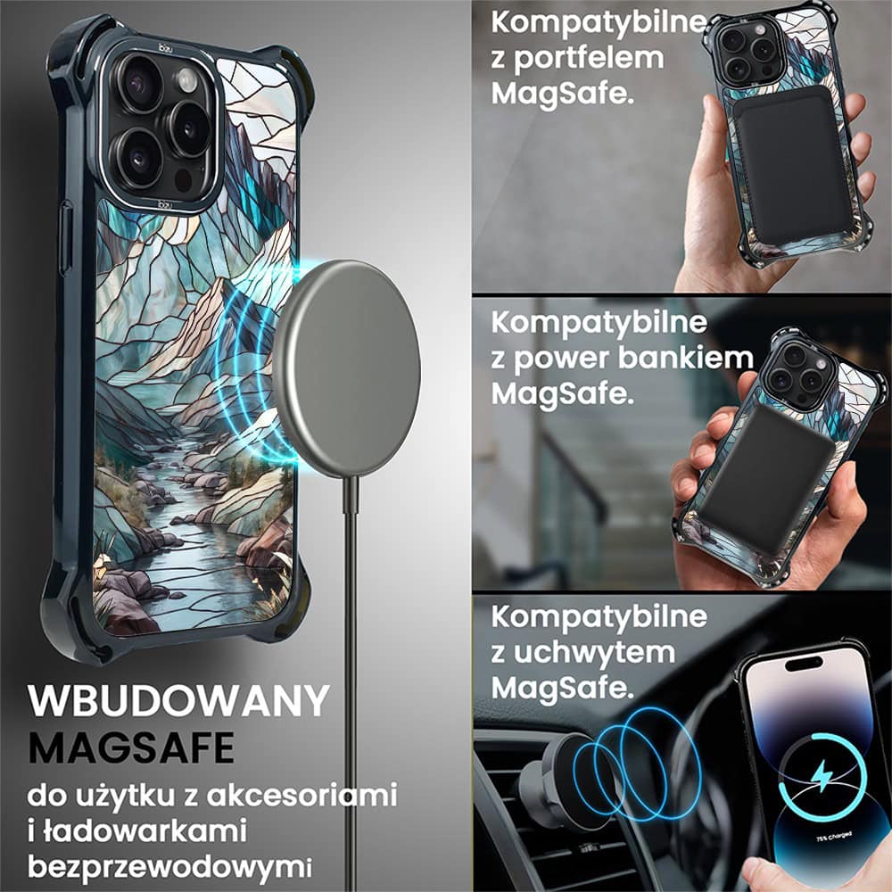 Etui do iPhone 14 Pro Max, Ibizu DropGuard Ultra z MagSafe, Barwy Szkła, Górski Potok