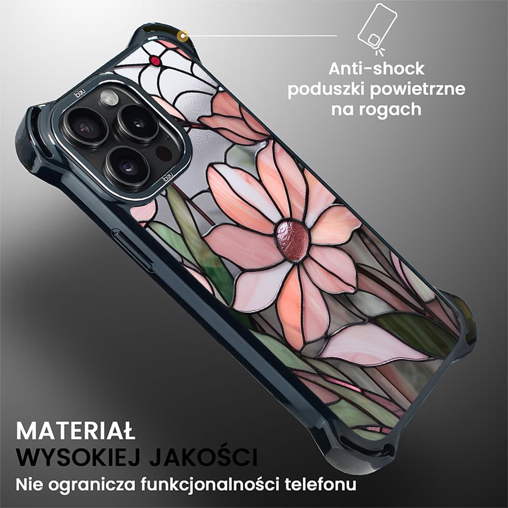 Etui do iPhone 14 Pro, Ibizu DropGuard Ultra z MagSafe, Barwy Szkła, Różowa magnolia