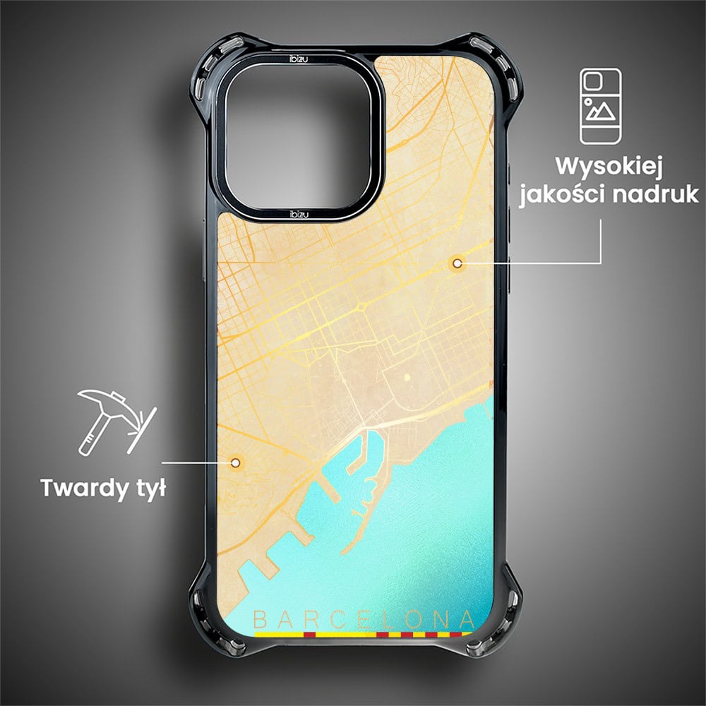 Etui do iPhone 14 Pro, Ibizu DropGuard Ultra z MagSafe, Mapy Świata, Barcelona