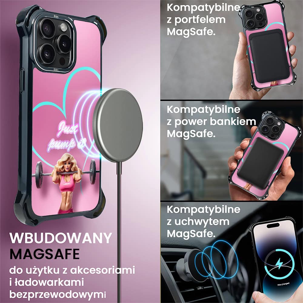 Etui do iPhone 14 Pro, Ibizu DropGuard Ultra z MagSafe, #Move, Pump it love