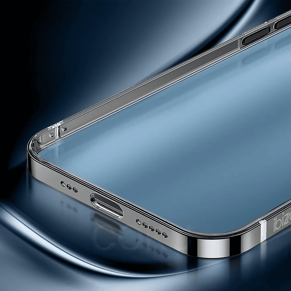 Etui do iPhone 14 Pro Max Ibizu Elite Skin, krystalicznie czyste z metalową ramką, czarne
