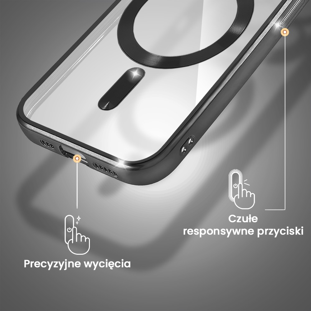 Etui do iPhone 14 Pro MagSafe Luxury Protect przeźroczyste, czarne
