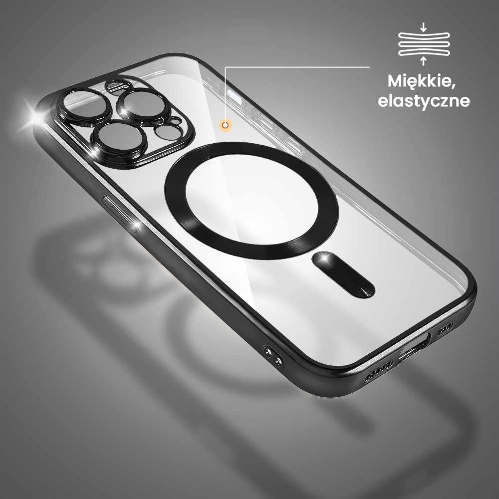 Etui do iPhone 14 Pro MagSafe Luxury Protect przeźroczyste, czarne