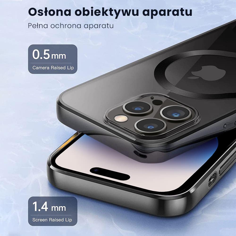 Etui do iPhone 14 Pro MagSafe Luxury, przeźroczyste, czarne (OUTLET)