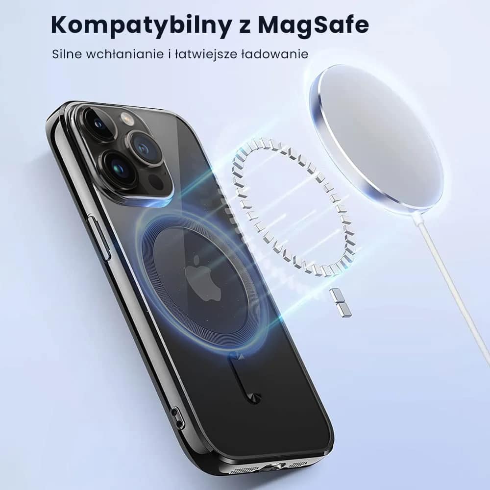 Etui do iPhone 14 Pro MagSafe Luxury, przeźroczyste, czarne (OUTLET)