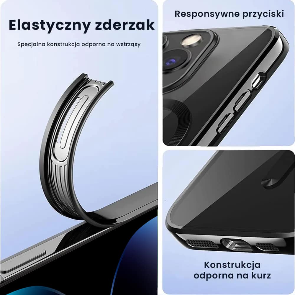 Etui do iPhone 14 Pro MagSafe Luxury, przeźroczyste, czarne (OUTLET)