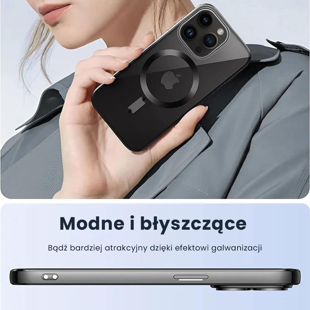 Etui do iPhone 14 Pro MagSafe Luxury, przeźroczyste, czarne (OUTLET)