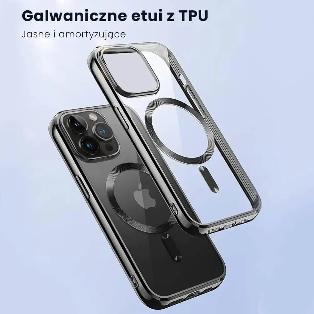 Etui do iPhone 14 Pro MagSafe Luxury, przeźroczyste, czarne (OUTLET)
