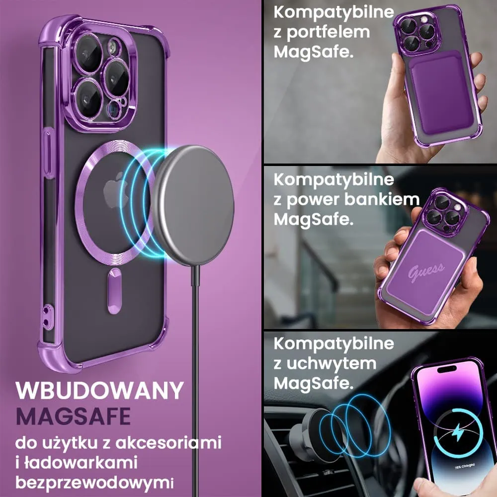 Etui do iPhone 14 Pro Magsafe Luxury Anti-Shock Lens Protect, purpurowe (OUTLET)