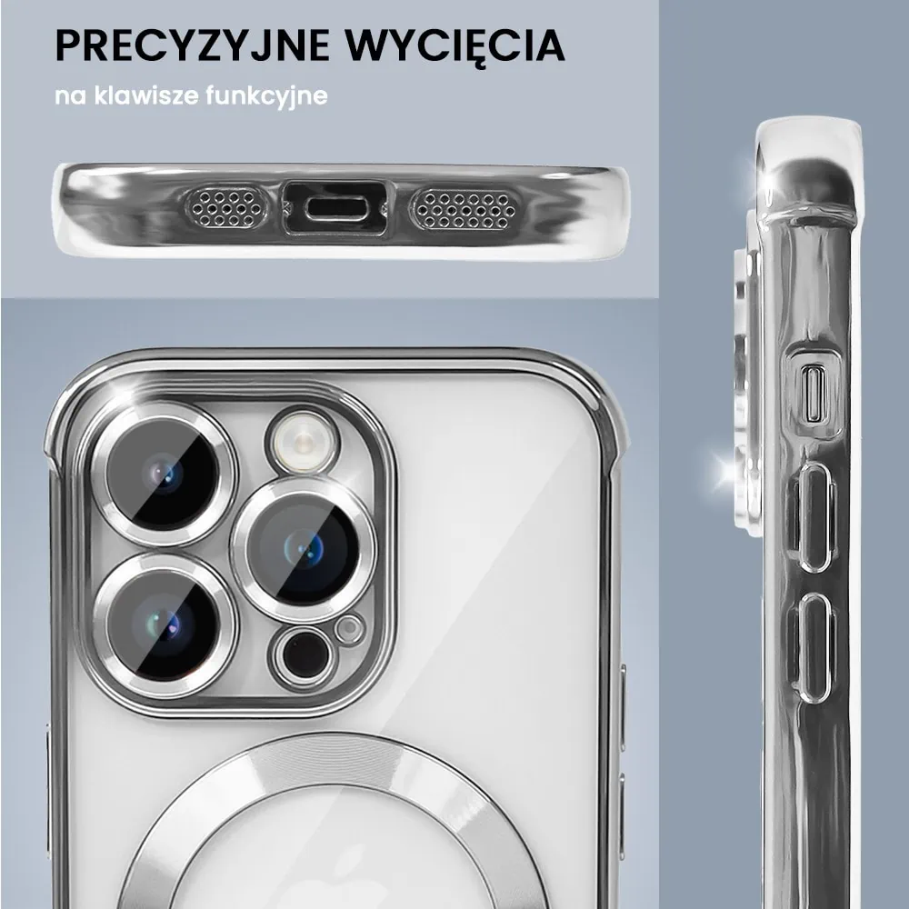 Etui do iPhone 14 Pro Max Magsafe Luxury Anti-Shock Protect, srebrne (OUTLET)