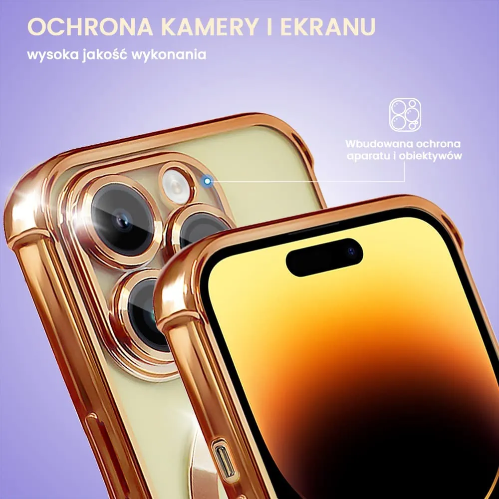 Etui do iPhone 14 Pro Max Magsafe Luxury Anti-Shock Protect, czerwone złoto (OUTLET)