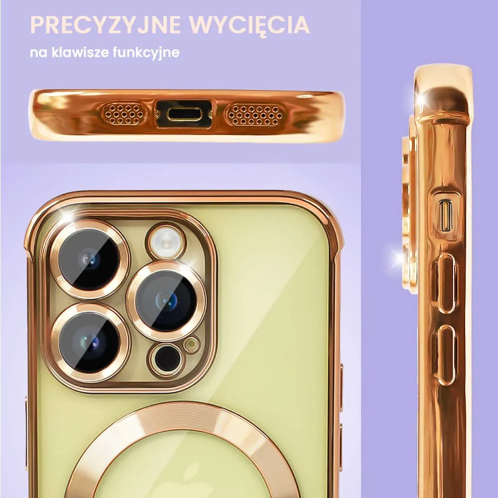 Etui do iPhone 14 Pro Max Magsafe Luxury Anti-Shock Protect, czerwone złoto (OUTLET)