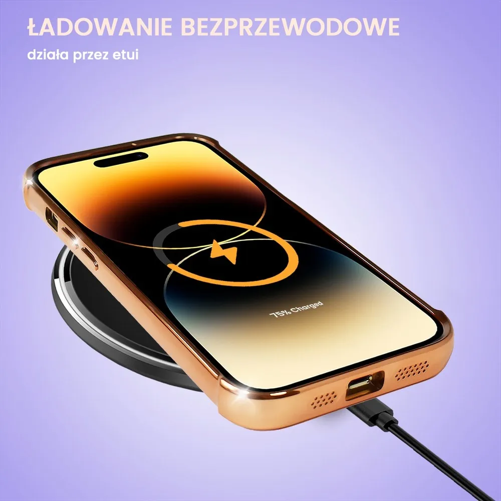 Etui do iPhone 14 Pro Max Magsafe Luxury Anti-Shock Protect, czerwone złoto (OUTLET)