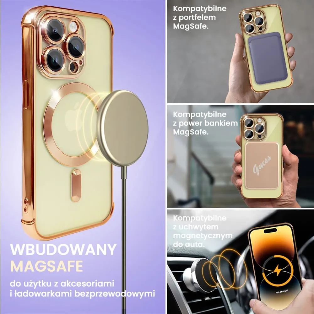 Etui do iPhone 14 Pro Max Magsafe Luxury Anti-Shock Protect, czerwone złoto (OUTLET)