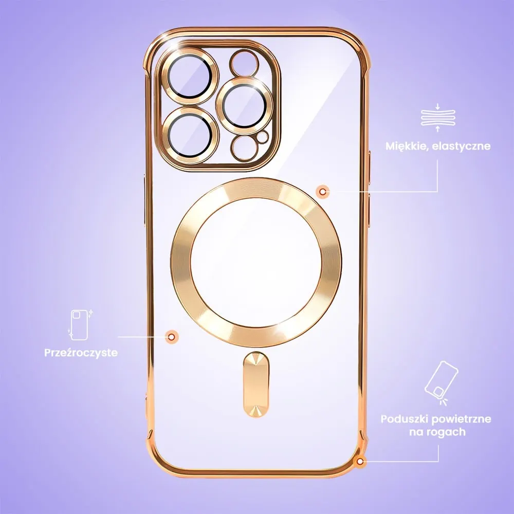 Etui do iPhone 14 Pro Max Magsafe Luxury Anti-Shock Protect, czerwone złoto (OUTLET)