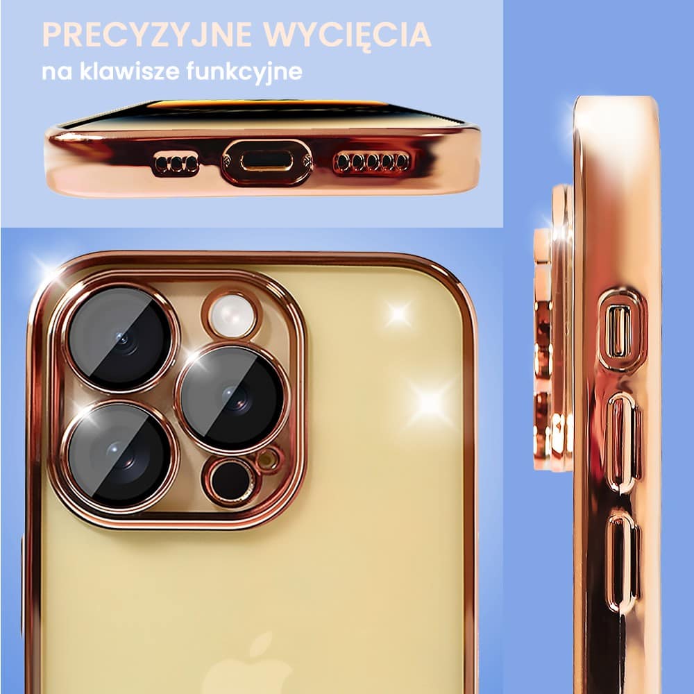 Etui do iPhone 14 Pro Max Premium Protect Full Cover z osłoną kamery i obiektywów 9H, złote (OUTLET)