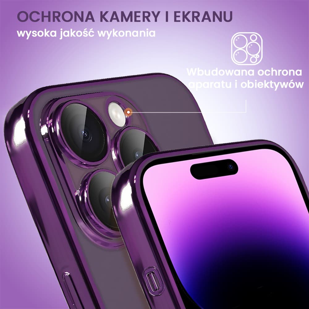 Etui do iPhone 14 Pro Max Premium Protect Full Cover z osłoną kamery i obiektywów 9H, głęboka purpura (OUTLET)