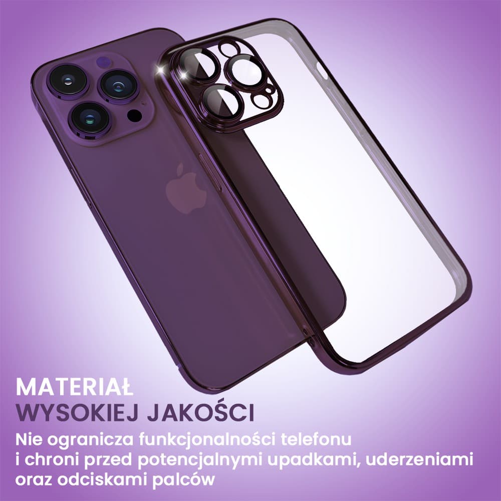 Etui do iPhone 14 Pro Max Premium Protect Full Cover z osłoną kamery i obiektywów 9H, głęboka purpura (OUTLET)