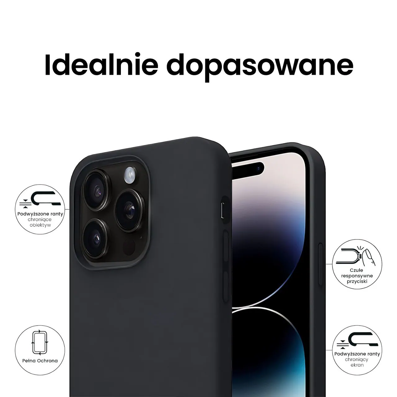 Etui do iPhone 14 Pro Soft Lux matowe z mikrofibrą, trójwarstwowa ochrona, czarne