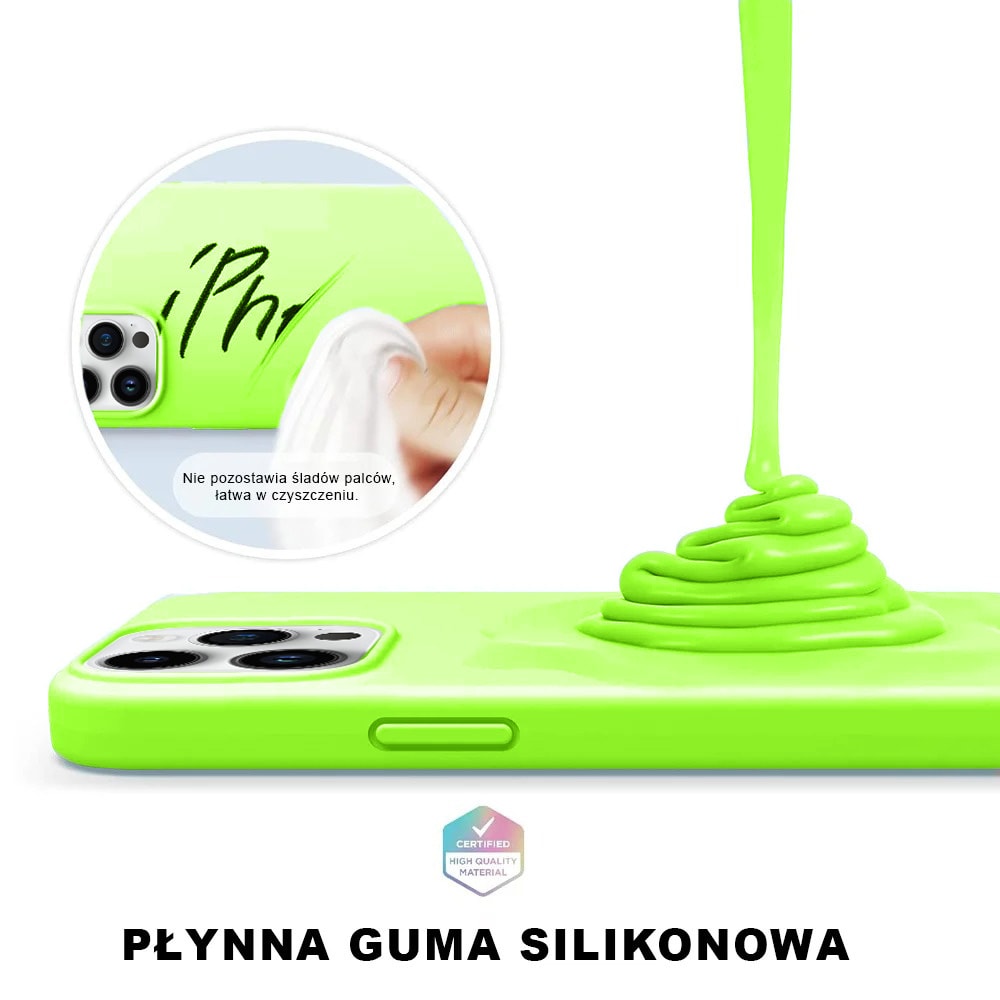 Etui do iPhone 14 Pro Max silikonowe z mikrofibrą soft touch, intensywnie zielone