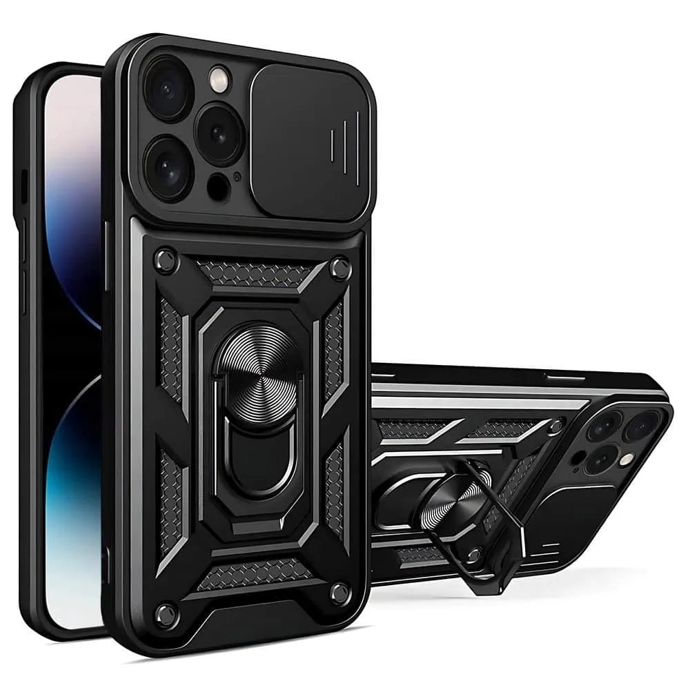 Etui do iPhone 14 Pro Max pancerne z magnetycznym uchwytem, osłona kamery, czarne