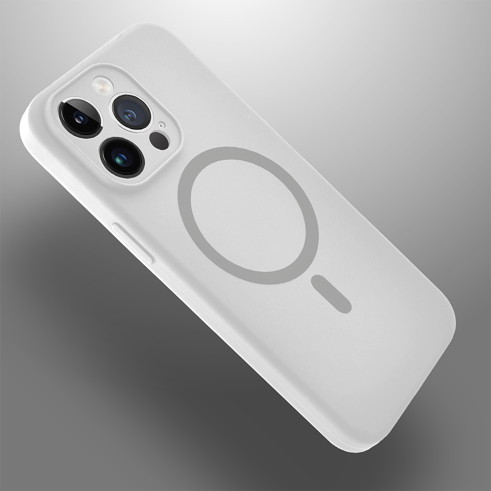 Etui do iPhone 14 Pro Max, silikonowe z MagSafe, mikrofibra soft touch z osłoną na aparat, białe