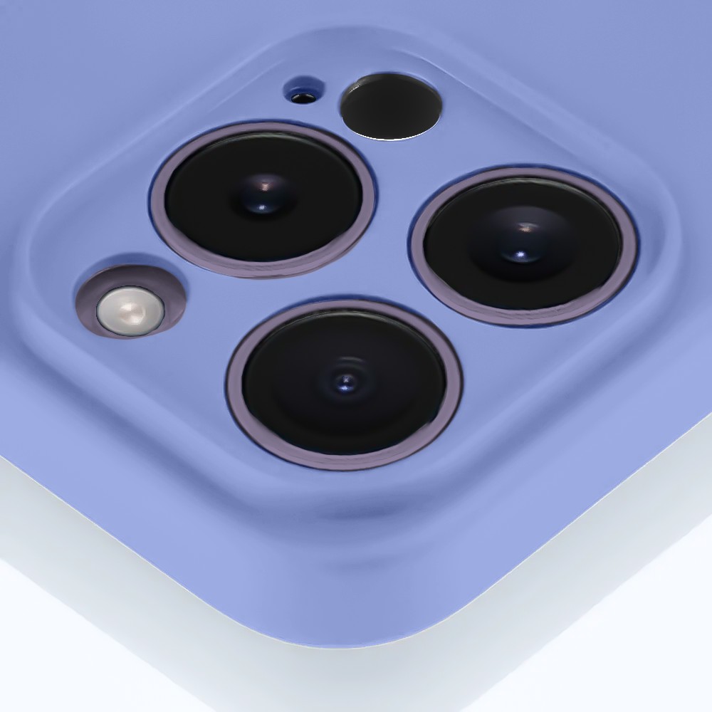 Etui do iPhone 14 Pro Max silikonowe z mikrofibrą soft touch z osłoną na aparat, fioletowe liliowe