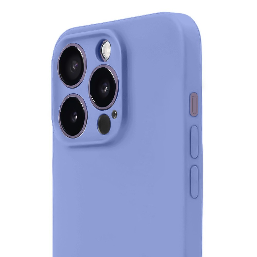 Etui do iPhone 14 Pro Max silikonowe z mikrofibrą soft touch z osłoną na aparat, fioletowe liliowe