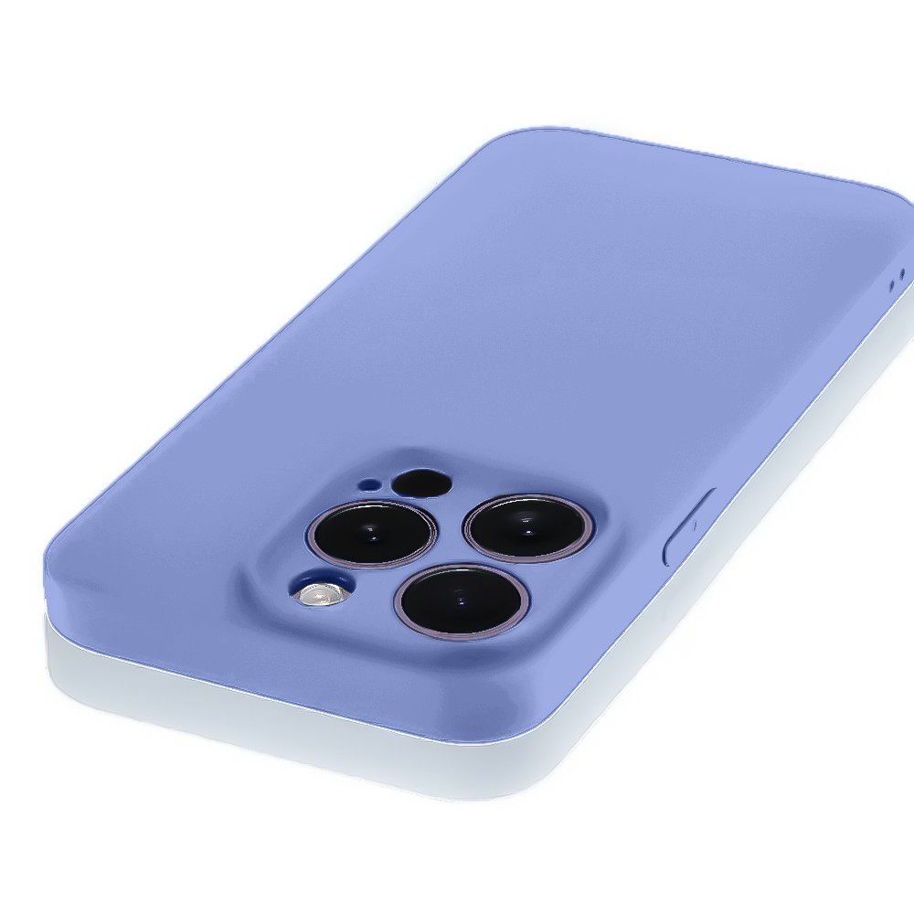 Etui do iPhone 14 Pro Max silikonowe z mikrofibrą soft touch z osłoną na aparat, fioletowe liliowe