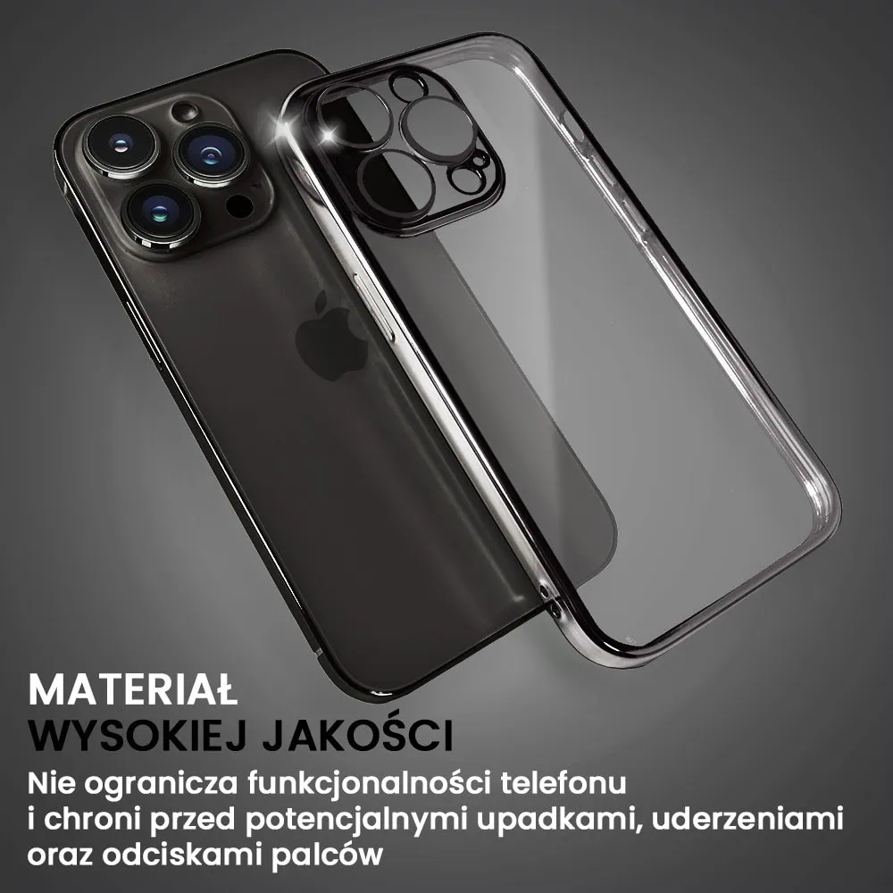 Etui do iPhone 14 Pro Max slim black z osłoną kamery, czarne grafitowe