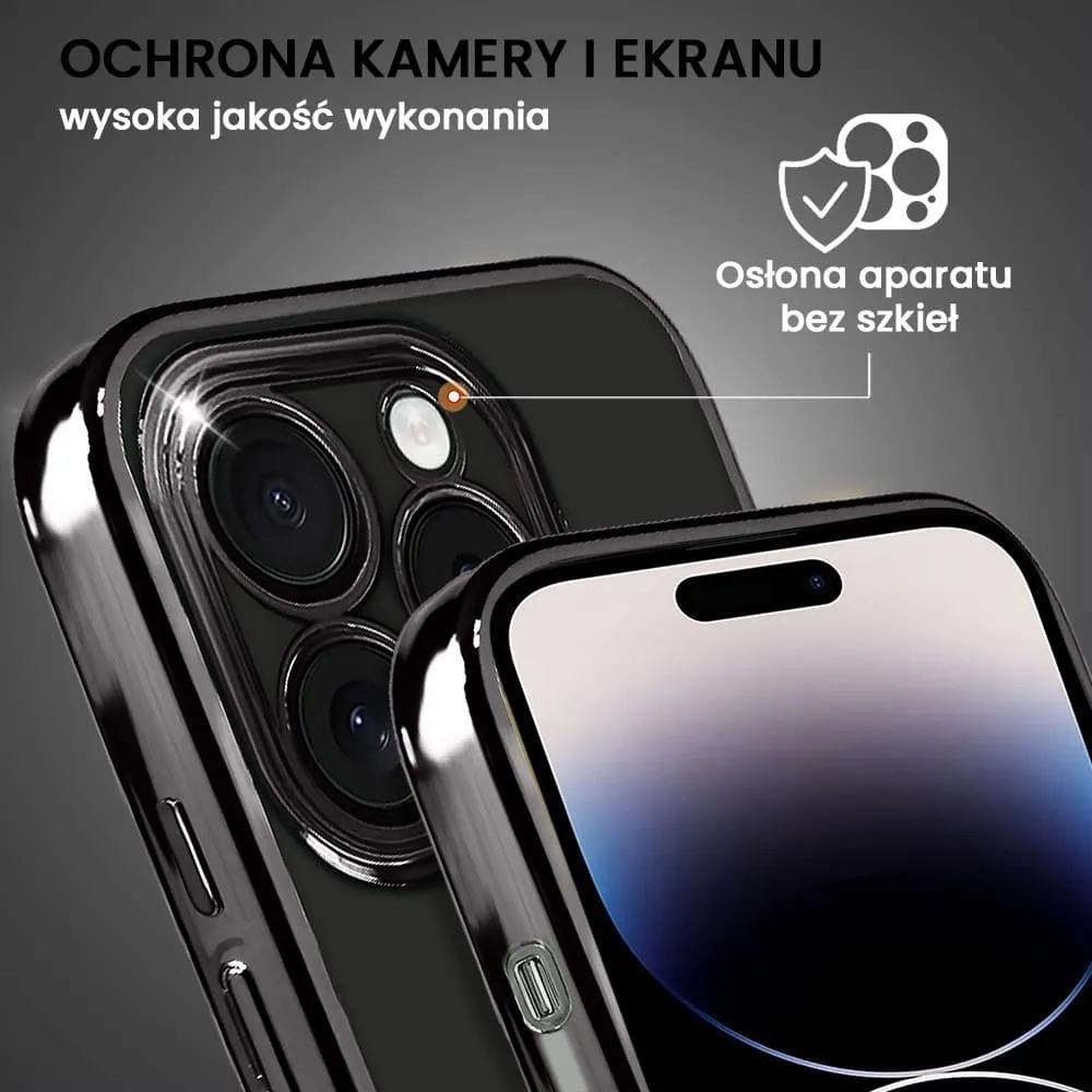 Etui do iPhone 14 Pro Max slim black z osłoną kamery, czarne grafitowe