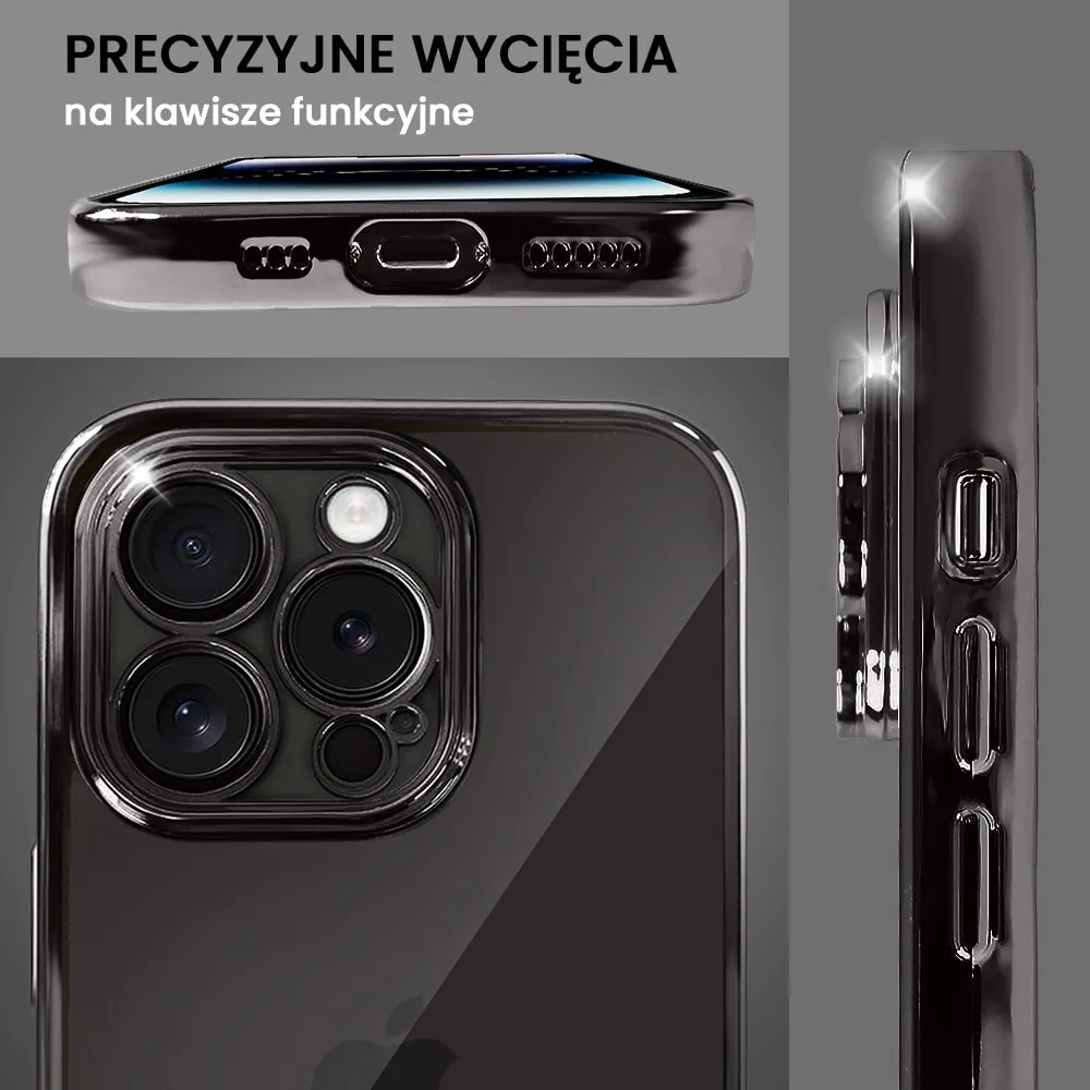Etui do iPhone 14 Pro Max slim black z osłoną kamery, czarne grafitowe