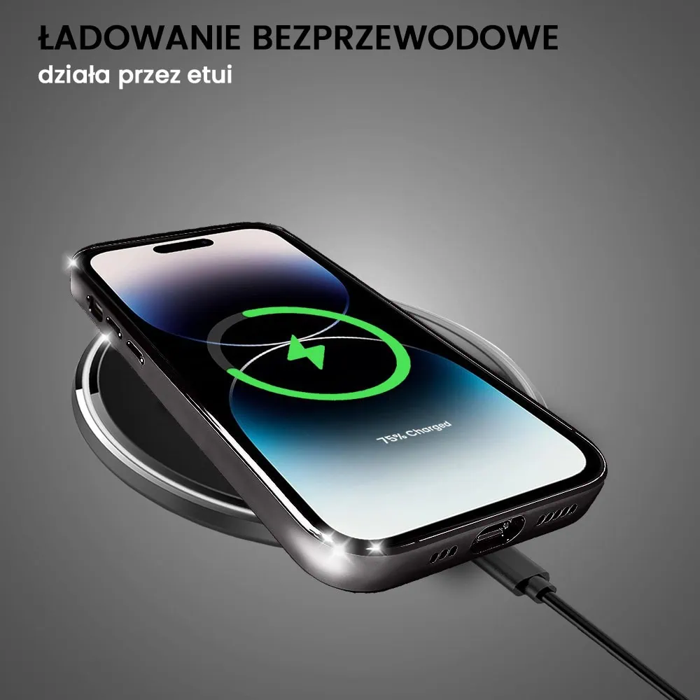 Etui do iPhone 14 Pro Max slim black z osłoną kamery, czarne grafitowe