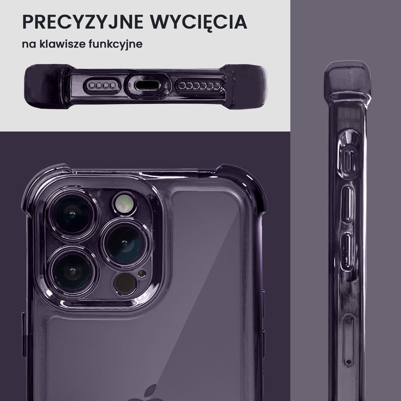 Etui do iPhone 14 Pro Max Hybrid Elegance Anti-Shock z osłoną na aparat i poduszkami, głęboka purpura (OUTLET)