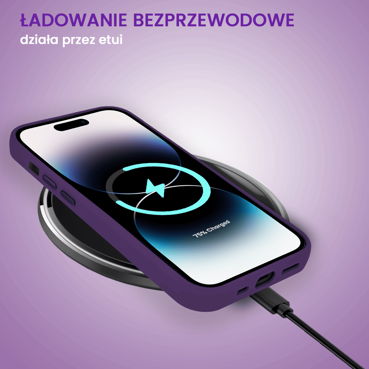 Etui do iPhone 14 Pro Arctic Stand, półprzeźroczyste, z osłoną aparatu i podstawką, ciemno purpurowe