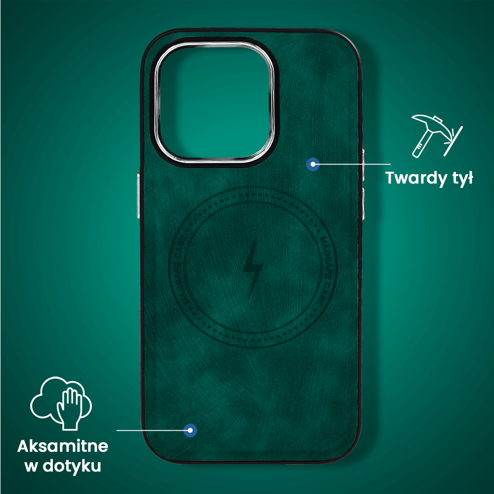 Etui do iPhone 14 Pro Max Magsafe Business Leather, eleganckie, przyjemne w dotyku, zielone
