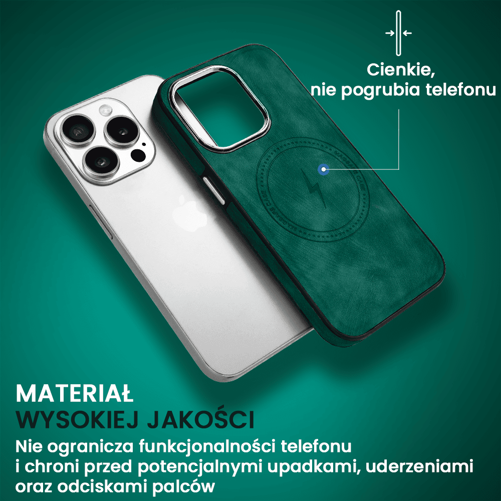 Etui do iPhone 14 Pro Max Magsafe Business Leather, eleganckie, przyjemne w dotyku, zielone