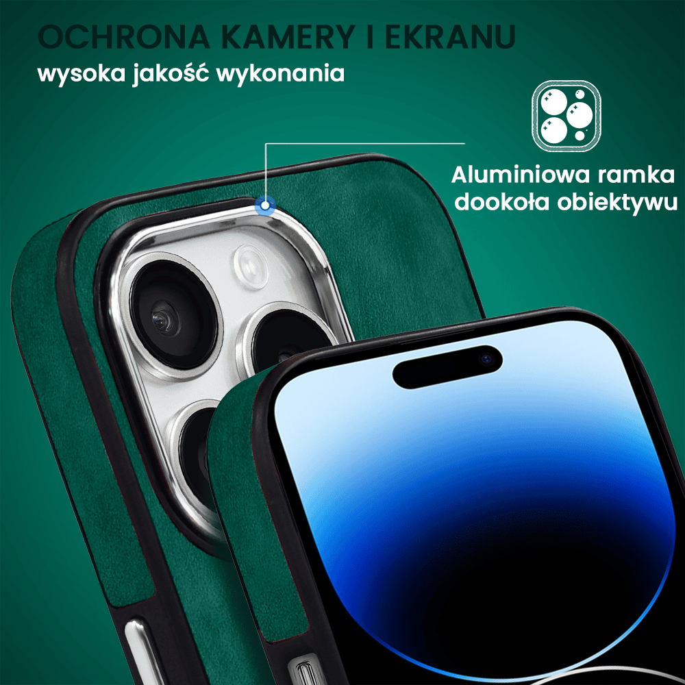 Etui do iPhone 14 Pro Max Magsafe Business Leather, eleganckie, przyjemne w dotyku, zielone